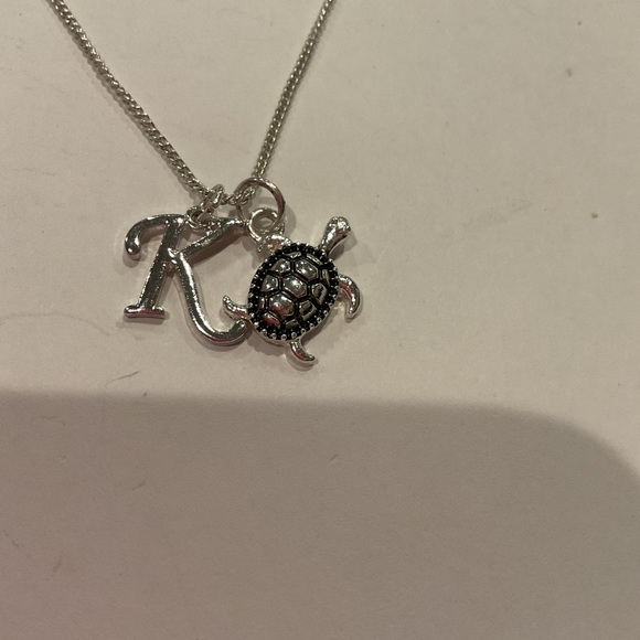 Jewelry - Silver Turtle & Letter “K”  Pendant Necklace